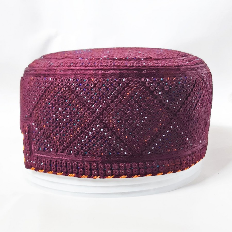 Reddish Maroon (Jamali) Yaqoobi / Zardari Cap or Topi MKC-893